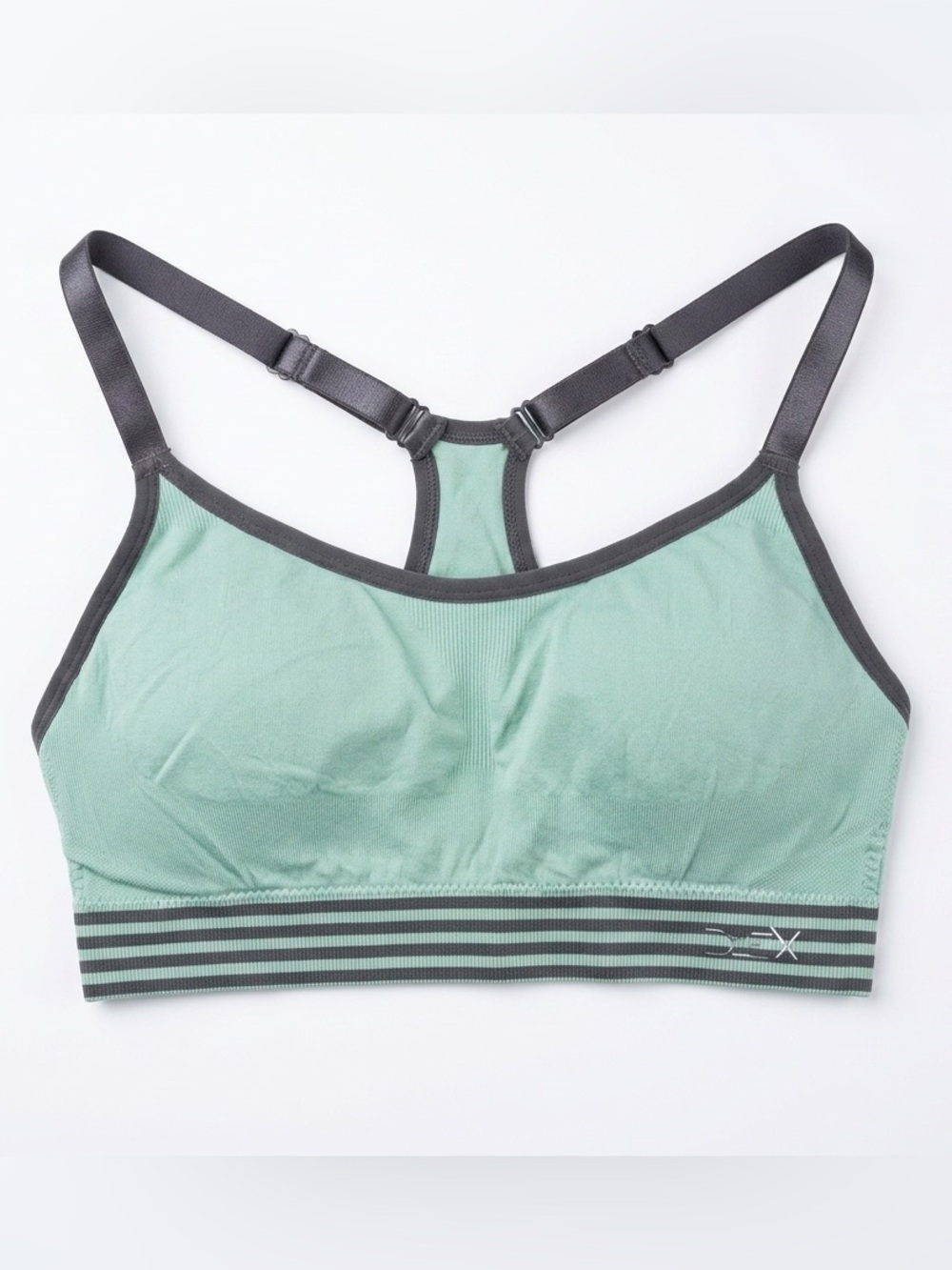 FLEX Sports Bra Ribbed Seamless Mint Green Gray Large